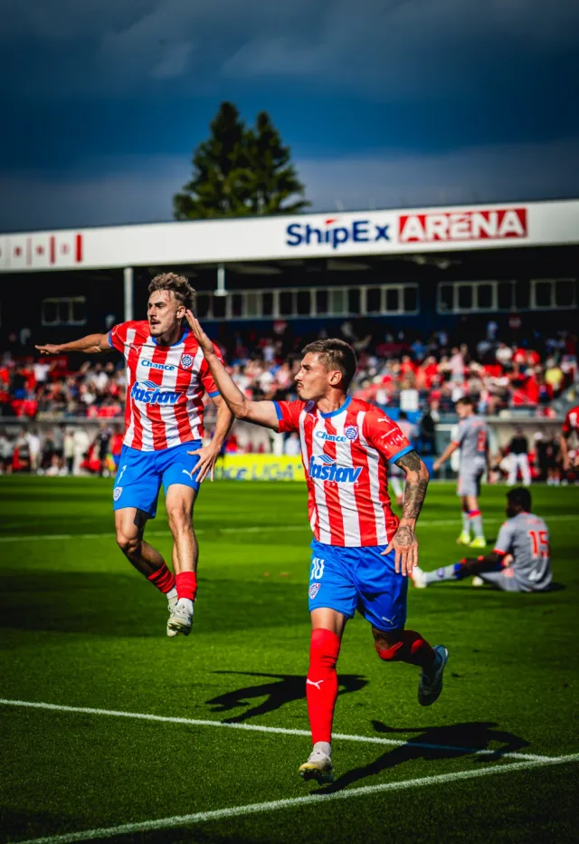 Goal celebration at ShipEx Arena