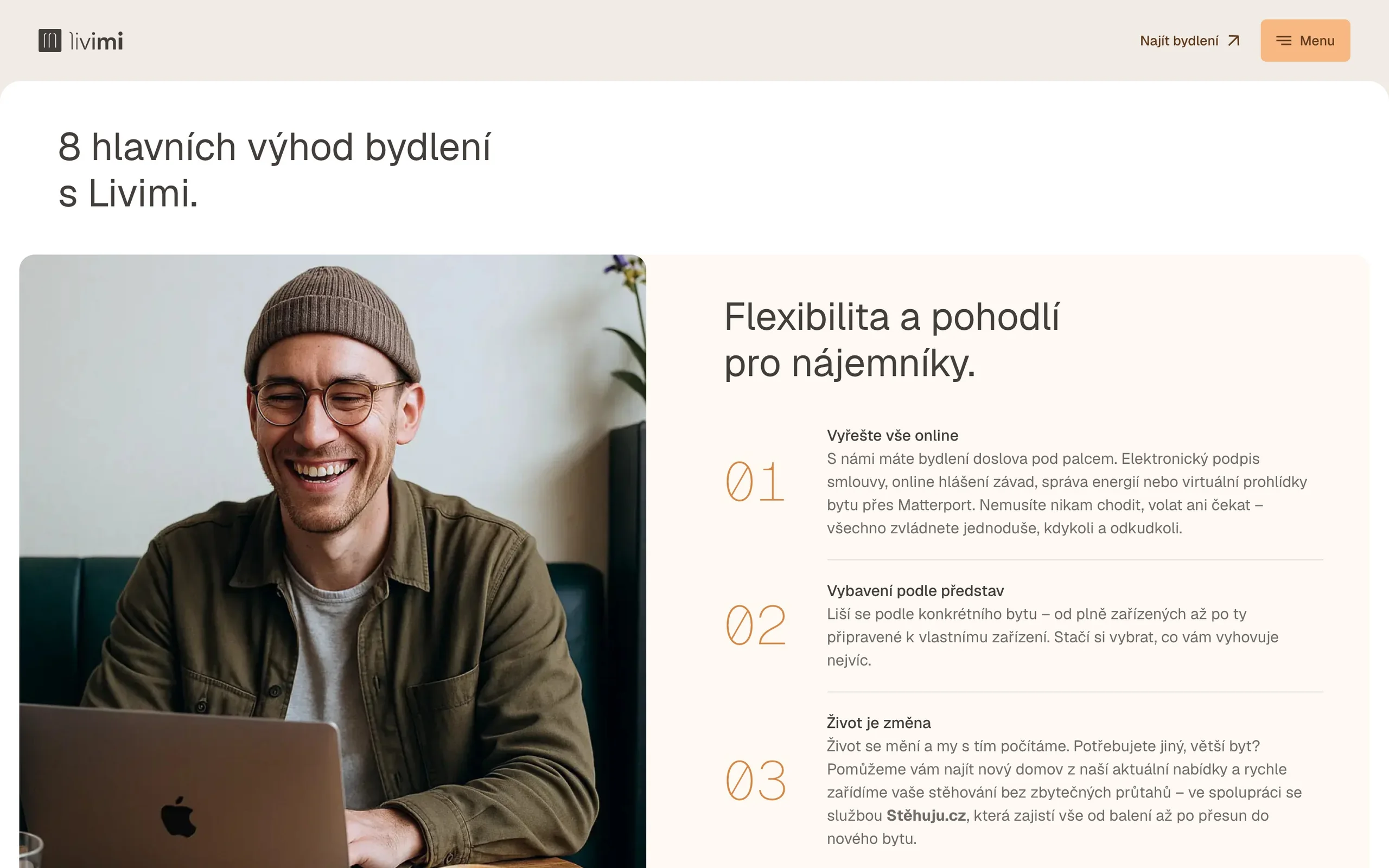 Livimi website — benefits