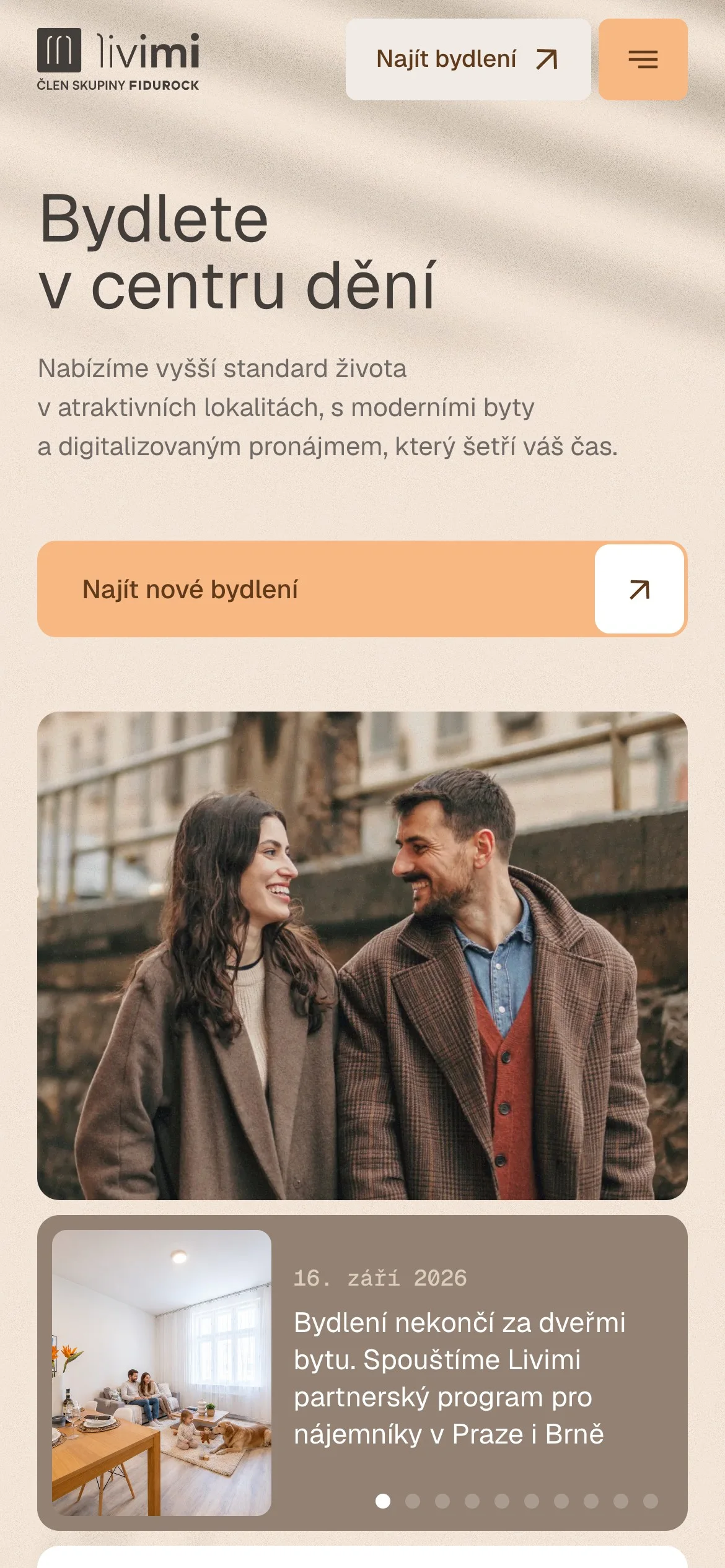 Livimi website on mobile — homepage