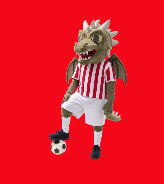 Lužan the mascot on red