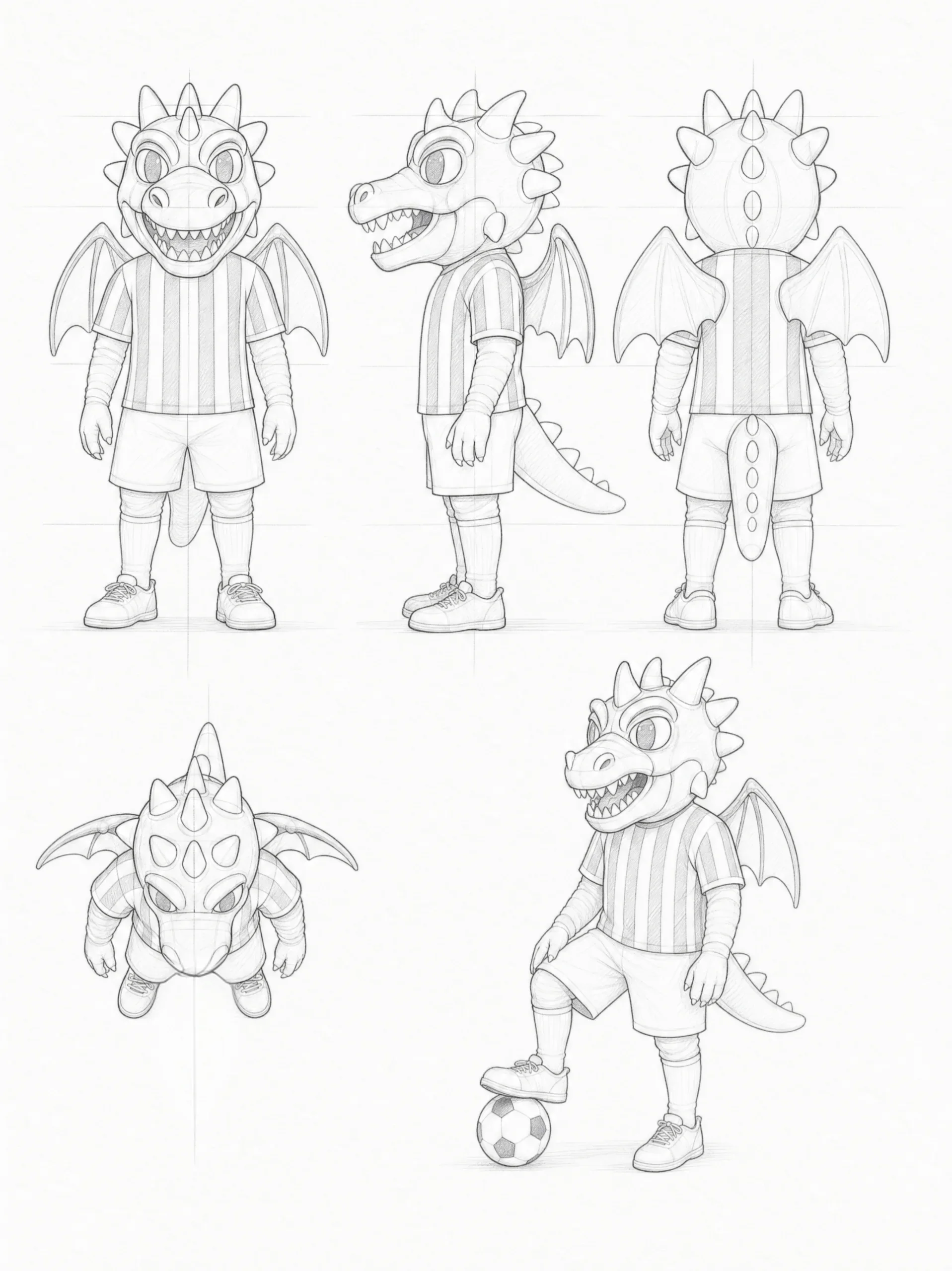 Mascot drawings from several angles