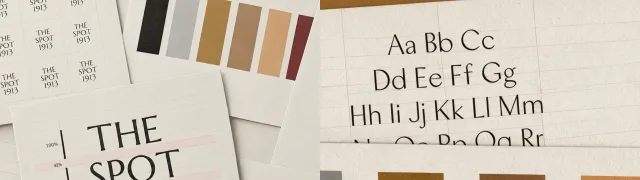 The Spot print, palette and typeface