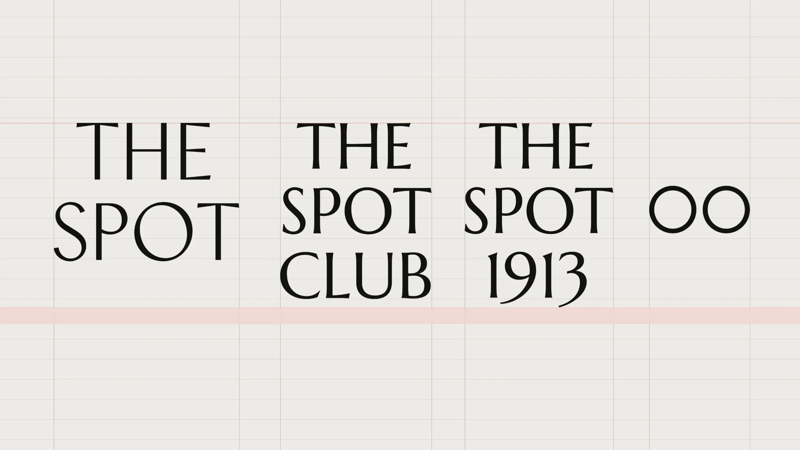 Wordmark variants on grid paper